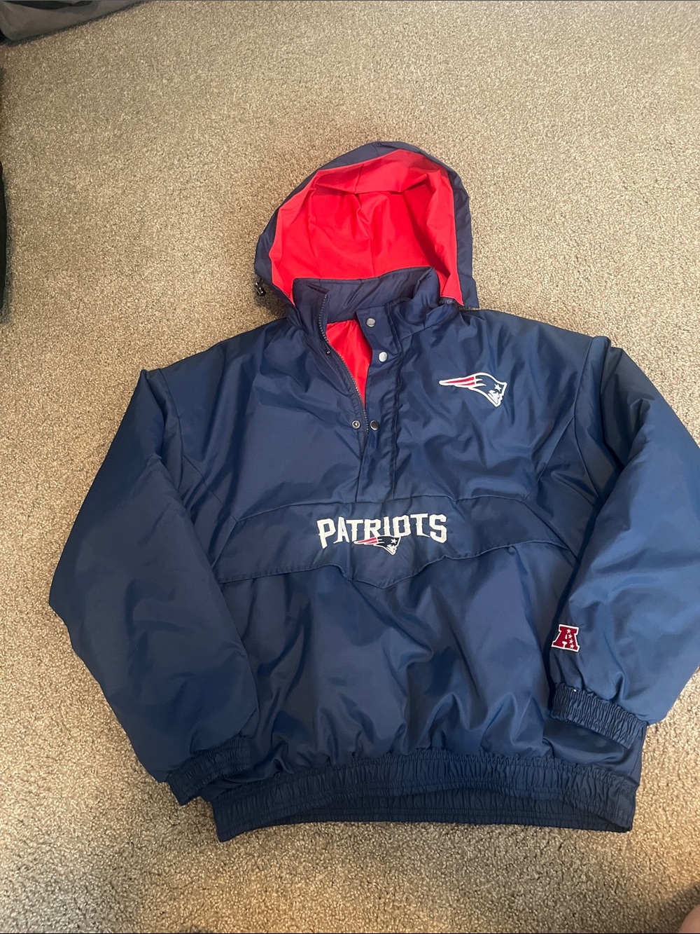 NFL Navy and Red Patriots Pullover Jacket